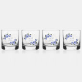 Bridal Team Gold Glitzer Geo Blue Floral Wedding Whiskyglas (Hinten)