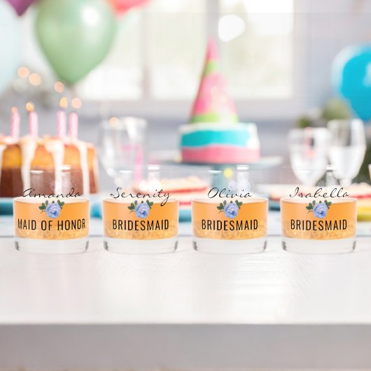 Bridal Team Gold Glitzer Geo Blue Floral Wedding Whiskyglas (Insitu (Geburtstag))