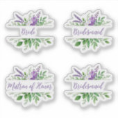 Bridal Team Purple Romantic Floral Split Border Aufkleber (Vorderseite)
