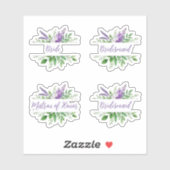 Bridal Team Purple Romantic Floral Split Border Aufkleber (Blatt)