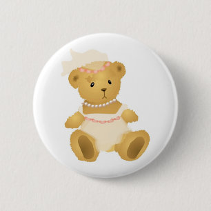 Bridal Teddy Bear Button