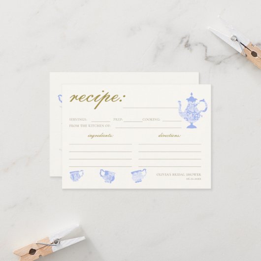 Bridal Tee China Set Spitzen Dusche Rezeptkarte (Vorderseite/Rückseite Beispiel)