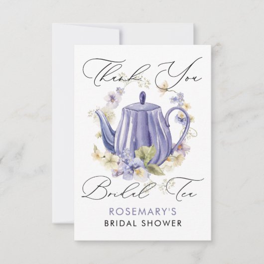 Bridal Tee Lila florales Brautparty Handschriftlic Dankeskarte (Vorderseite)