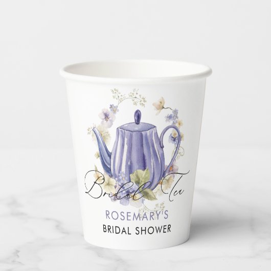 Bridal Tee Lila Teapot Brautparty Pappbecher (Rückseite)
