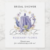 Bridal Tee Lila Teapot Brautparty Weinetikett (Einzelnes Label)