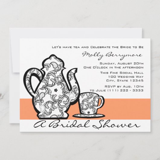 Bridal Tee mit veränderbarer Farbe Einladung (Vorderseite)