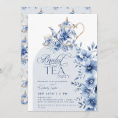 Bridal Tee Party Blue Chinoiserie Brautparty Einladung (Vorne/Hinten)