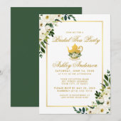 Bridal Tee Party Blumengrün Gold Einladung G (Vorne/Hinten)