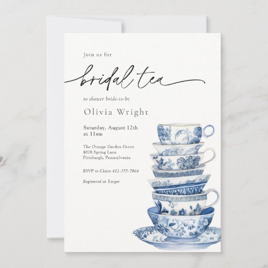 Bridal Tee Party Chinoiserie Brautparty Einladung (Vorderseite)