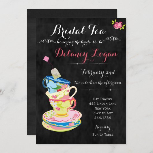 Bridal Tee Party Einladung (Vorne/Hinten)