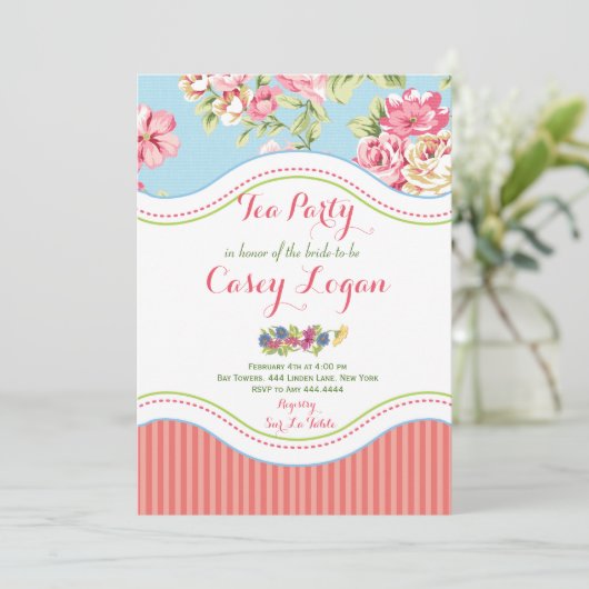 Bridal Tee Party Einladung (Stehend Vorderseite)