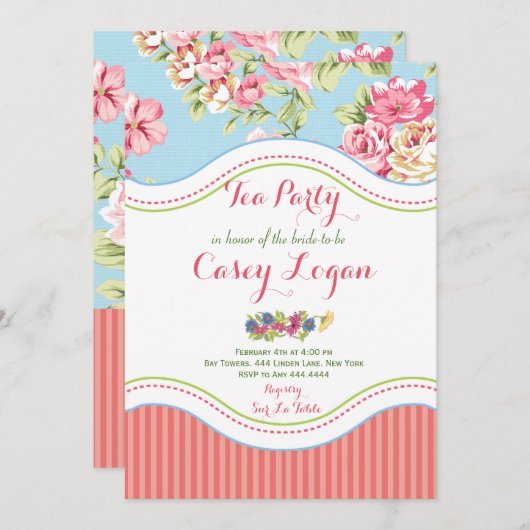 Bridal Tee Party Einladung (Vorne/Hinten)