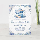 Bridal Tee Party Einladung, Brautparty Brunch Blue Einladung (Vorderseite)