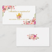 Bridal Tee Party Gold Pink Registrierung Einsteckk Begleitkarte (Vorne/Hinten)