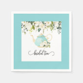 Bridal Tee Party Napkin - Blue Border Serviette (Vorderseite)