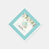 Bridal Tee Party Napkin - Blue Border Serviette (Ecke)