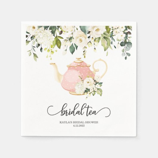 Bridal Tee Party Napkin - Pink | CUSTOM Serviette (Vorderseite)