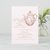 Bridal Tee Party Pink Chinoiserie Brautparty Einladung (Stehend Vorderseite)