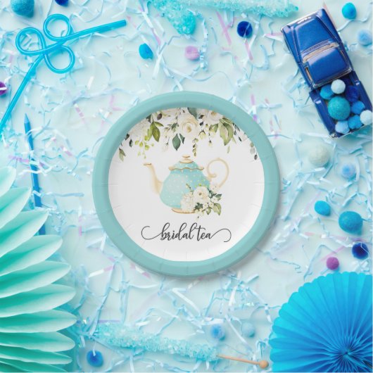 Bridal Tee Party Plate - Blau Pappteller (Party)