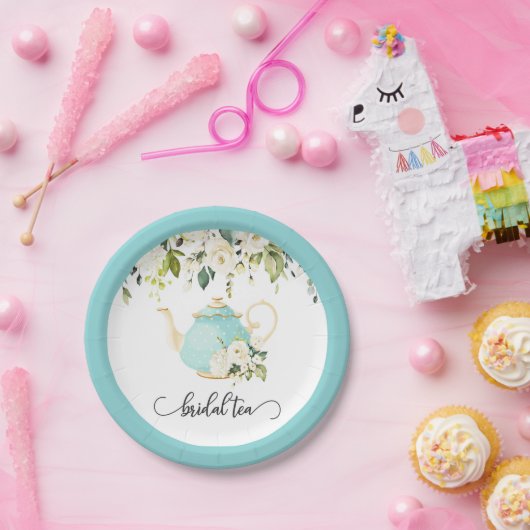 Bridal Tee Party Plate - Blau Pappteller (Party)