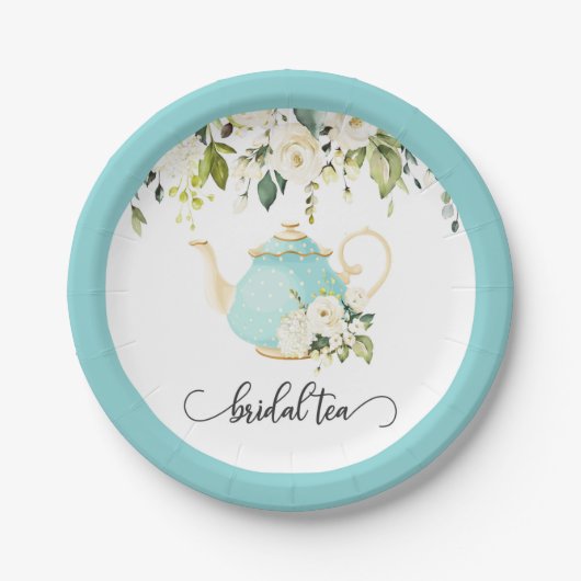 Bridal Tee Party Plate - Blau Pappteller (Vorderseite)