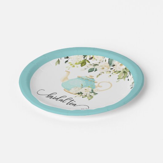 Bridal Tee Party Plate - Blau Pappteller (Schrägansicht)