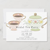 Bridal Tee Party Tea Pot & Cups Brautparty Einladung (Vorderseite)