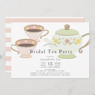 Bridal Tee Party Tea Pot & Cups Brautparty Einladung