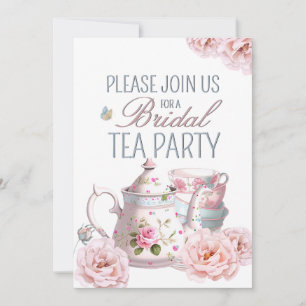 Bridal Tee Party Teapot Teacups Hochzeitsfest Einladung