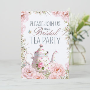 Bridal Tee Party Teapot Teacups Hochzeitsfest Einladung