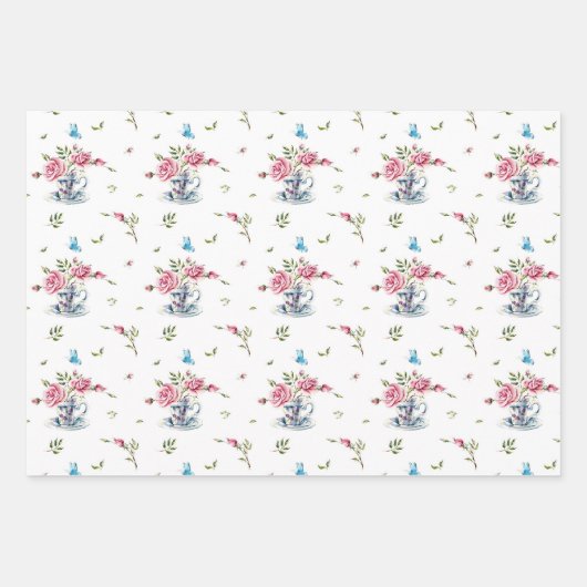 Bridal Tee Party Wasserfarben Geschenkpapier Set (Vorderseite)