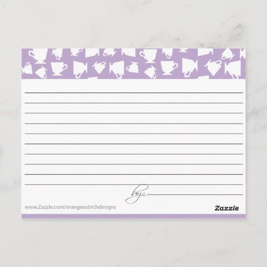 Bridal Tee Rezept Karte (Rückseite)