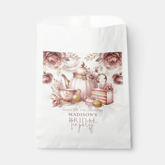 Bridal-Tee Wasserfarbe Dusty Pink Custom Geschenktütchen (Vorderseite)