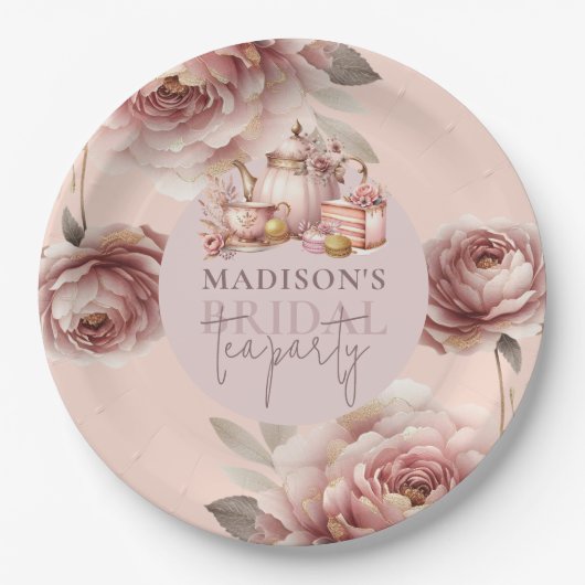 Bridal Teedusche Personalisiert Pappteller (Vorderseite)