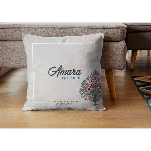 Bridal Throw Kissen - Individuelle Name Mughal Blu