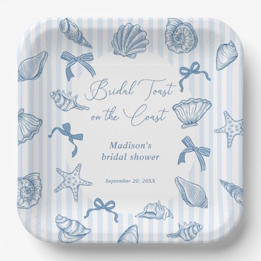 Bridal Toast On The Coast Seashells Bridal Shower Pappteller (Vorderseite)