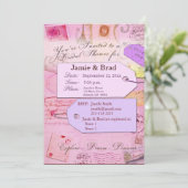Bridal Travel Showthema in rosa und lila Einladung (Stehend Vorderseite)