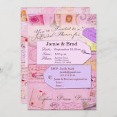 Bridal Travel Showthema in rosa und lila Einladung (Vorne/Hinten)