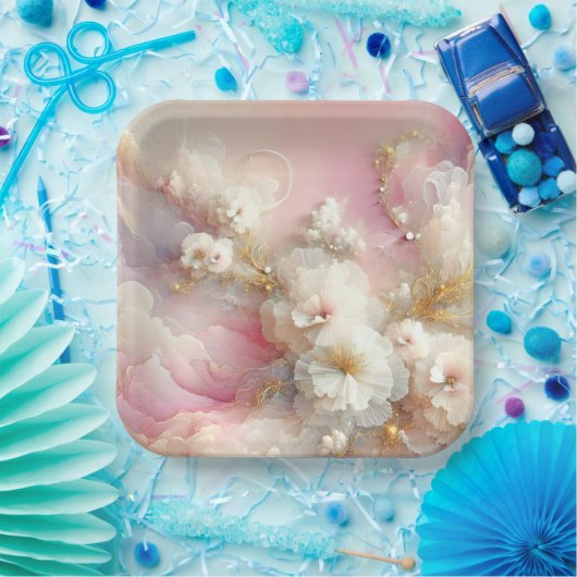 Bridal Tulle Floral Abstrakt Pappteller (Party)