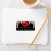 Bridal UAWG Kiss Rose Lips Black RedGlitter Makeup Adressaufkleber (Insitu)