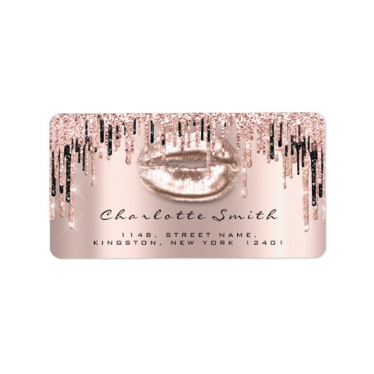 Bridal UAWG Kiss Rose Lips Funkelnd Glitzer Makeup Adressaufkleber (Vorne)