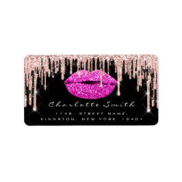 Bridal UAWG Kiss Rose Lips Pink RoseGlitter Makeup Adressaufkleber