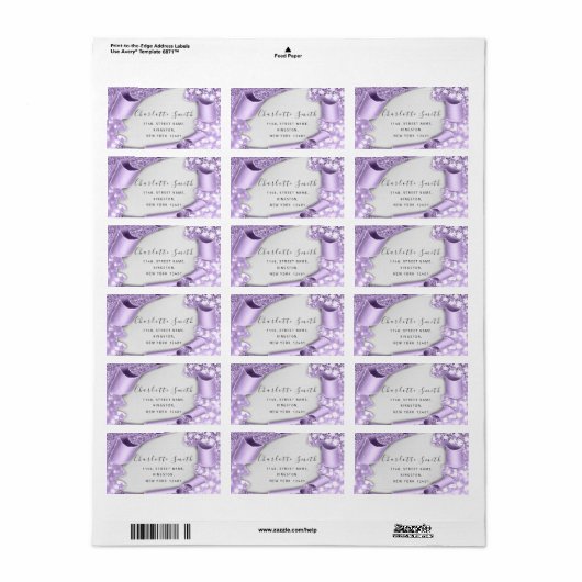 Bridal UAWG Wedding Event 3D Effect Glitzer Paper Adressaufkleber (Vorne)