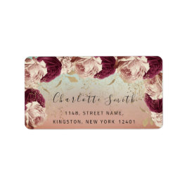 Bridal UAWG Wedding Event Floral Rose Marsala Adressaufkleber