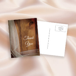 Bridal Veil Barn Wood Country Wedding Vielen Dank Postkarte
