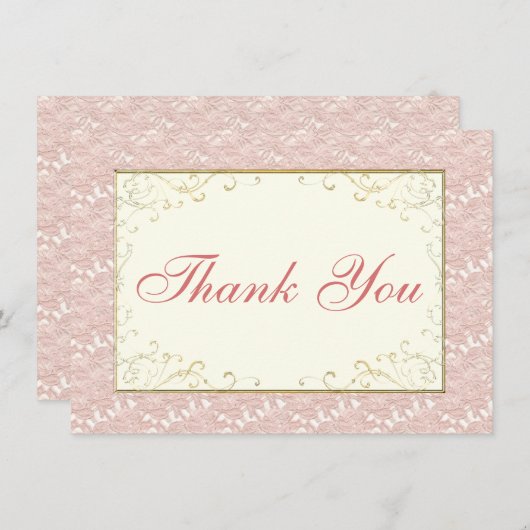 Bridal Vielen Dank, dass Sie rosa Spitzen, Elfenbe Dankeskarte (Vorne/Hinten)