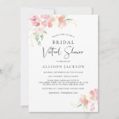 Bridal Virtual Dusche Rosa Gold Floral Wasserfarbe Einladung (Vorderseite)