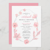 Bridal Virtual Shower | Rosa Blumenfarbe Einladung (Vorne/Hinten)