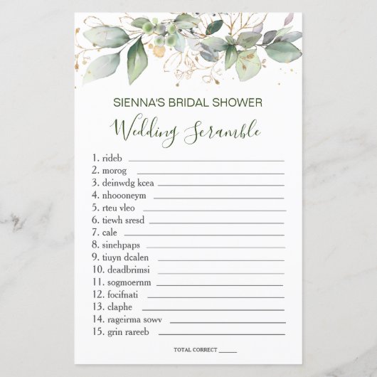 Bridal, was in Ihrem Papierblatt ist (Rückseite)