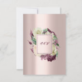 Bridal Watercolor Marsala Weißes Rose Flora Einladung (Rückseite)